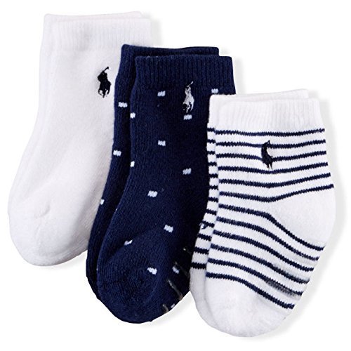 Ralph Lauren(ラルフローレン) ボーダーワンポイントベビーソックス3足セット(White/ボーダー/ドット)/靴下 6-12m(6-12ヶ月) [並行輸入品],出産祝い,ラルフ,