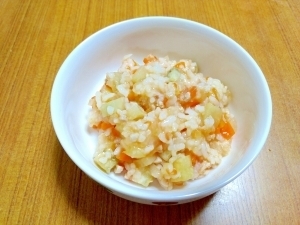 【離乳食】なすとトマトの味噌リゾット,離乳食,なす,