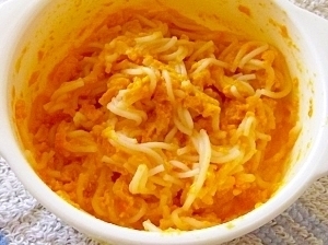 離乳食後期◎にんじんとそうめんの玉子とじ,離乳食,後期,そうめん