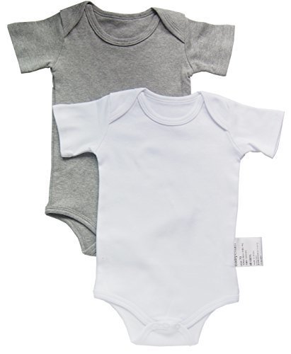 オーガニックコットン100% ロンパース 半袖 男の子 女の子 ２つセット ホワイト グレー (80cm) babychan,ベビー,ロンパース,