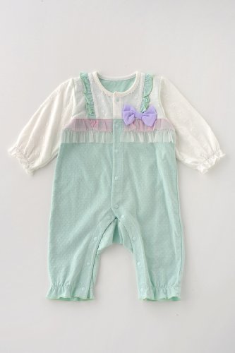 chuckle　フリルりぼん　爽やか長袖ロンパース,ベビー,ロンパース,