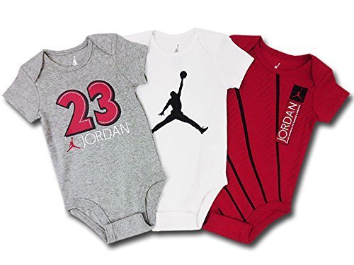 (Jordan)ジョーダン ベビーロンパース 3点セット (3-6M (3-6ヶ月頃 65cm-70cm), 灰白赤) [並行輸入品],ベビー,ロンパース,