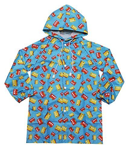 (kiejun) キッズ レインコート カッパ 子供 レインウェア ポンチョ ベビー 雨具 女の子 男の子 (S スクールバス),ベビー,レインコート,