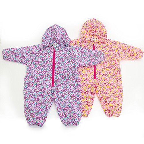 (オレンジボンボン)orangebonbon レインロンパース 花柄 ベビー 女の子 パープル花柄 90cm,ベビー,レインコート,