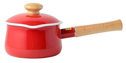 富士ホーロー 蓋付きミルクパン 15cm 1.2L レッド,離乳食,鍋,