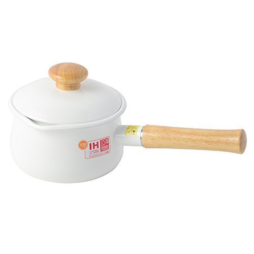 富士ホーロー　蓋付きミルクパン　15cm　1.2L　ホワイト,離乳食,食パン,