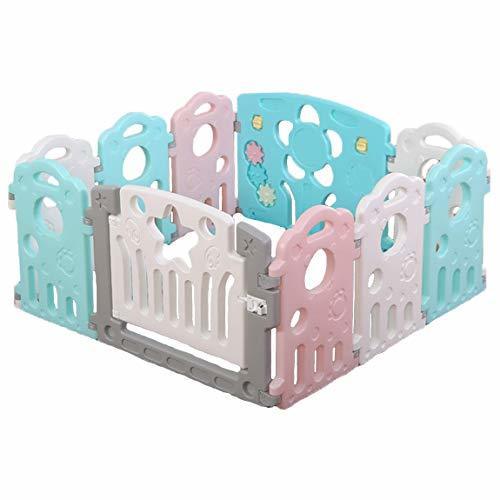 DesertFox ベビーサークル ミュージカルキッズランド DX 6ヶ月~3歳半対象 おもちゃパネル付のベビーサークル 連結して拡張可能 (パネル10枚),ベビーサークル,おすすめ,