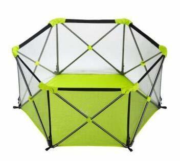 X-Jang ベビーサークル 育児、赤ちゃん フェンス 、折りたたみ 収納 、高さ66cm 安全、六角形 倒れにくい、使いたい大きさに変化できる。6ヶ月~3歳半対象、誕生日プレゼント。専用のキャリーバッグ付！ (緑),ベビーサークル,おすすめ,