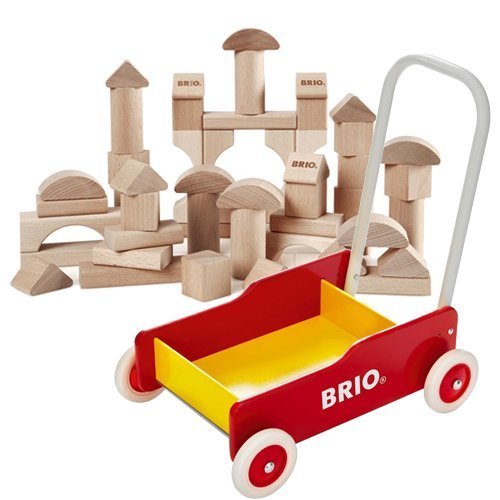 BRIO 手押し車（赤）+つみき50ピース　数量限定セット,積み木,いつから,おすすめ