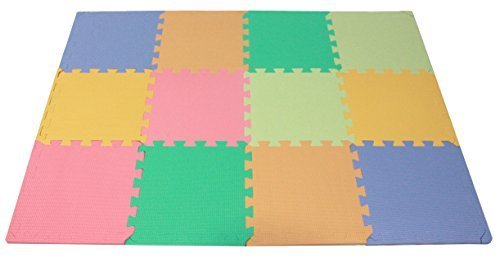 OMG 抗菌ジョイントマット mio 12枚組 フチ付き CANDY 80083,赤ちゃん,ジョイントマット,