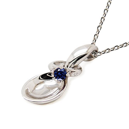 [ミワホウセキ]miwahouseki 幸せ すくう ベビースプーン ＆ ベビーリング 9月 誕生石 サファイア ネックレス,出産祝い,銀のスプーン,