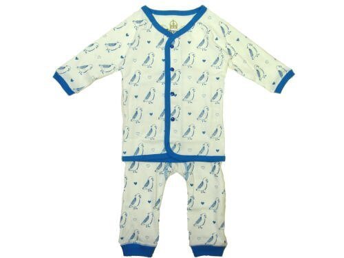 Mademoiselle papillon ハート&インコ ラブバード ナイトウェア 上下セット 【ブルー size:80】,キッズパジャマ,男の子,おすすめ