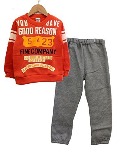 【37585a (ブルーマート)BLUE MART ベビー 裏起毛スウェット上下パジャマ ルームウェア】オレンジ 80,キッズパジャマ,男の子,おすすめ