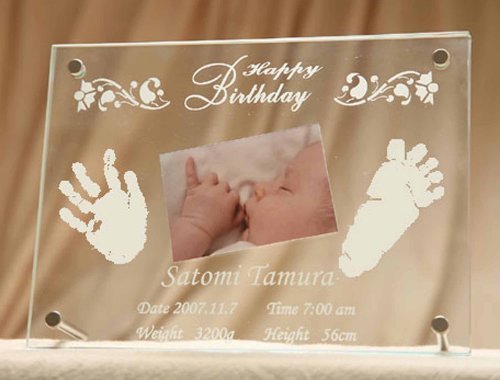 初めてのバースディ！ miniタイル付き！　(ガラスメモリアル),出産祝い,写真立て,