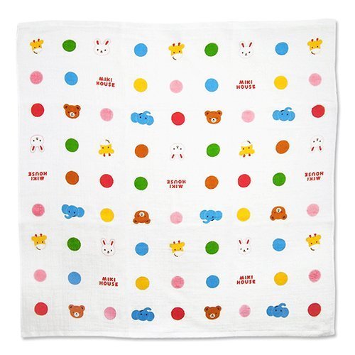 (ミキハウス)ミキハウスファースト　カラフルドット♪沐浴ガーゼバスタオル 白（01）,出産祝い,ガーゼタオル,