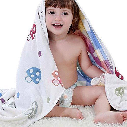 global I mall kid 6重ガーゼ ベビーケット ふわふわガーゼタオル 子供バスタオル　キッズ用ブランケット　毛布　通気性が良い 110×115cm,出産祝い,ガーゼタオル,