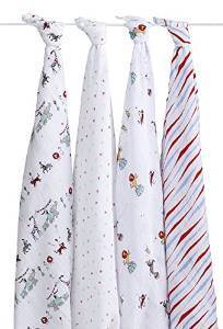 aden + anais (エイデンアンドアネイ) 【日本正規品】 モスリンコットン おくるみ 4枚セット,出産祝い,ガーゼタオル,