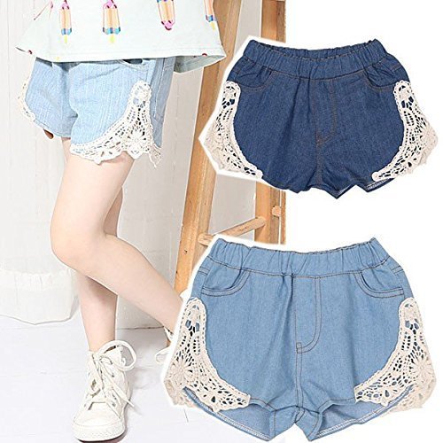 キッズ デニムショートパンツ / 女の子 刺繍レース混 ,キッズ,ショートパンツ,