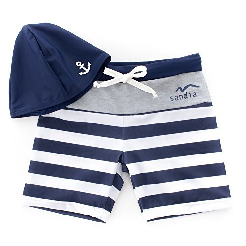 子供水着 ボーダー切替フィットパンツ sandia 【ベビー水着 キッズ水着 水着 男の子】90ネイビー,ベビー水着,男の子,おすすめ