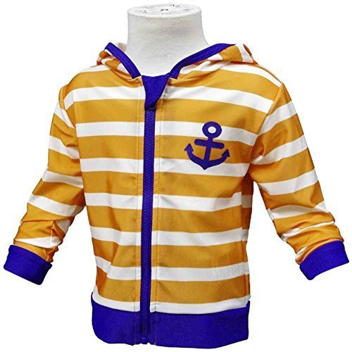 ベビー水着[(ベビーズドリーム)]ボーイズボーダーマリン柄ラッシュガードパーカー|UVプロテクト90cm|オレンジ,ベビー水着,男の子,おすすめ