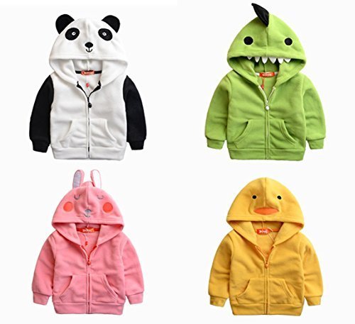 ESTERA アニマル パーカーボーイズ キッズ 男の子 90-130㎝ 4色 長袖 フリース (90, イエロー),ベビー水着,男の子,おすすめ