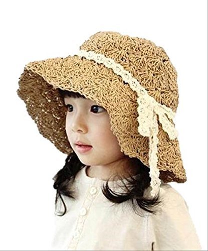 【On Dolce】 畳める かわいい 麦わら帽子 ストローハット キッズ 子供 女の子 用 ガーリー レトロ クラシック BH001 (ベージュ),キッズ,子供,麦わら帽子