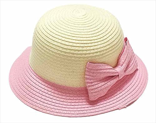 【Kan Sei+】親子 折りたたみ可 麦わら リボン付き 帽子 女の子 キッズ お出かけの必需品！ つばが下向きのシルエットで上品なコーディネートに仕上がる/Kan Sei+タグ付き正規品(子供, 淡いピンク),キッズ,子供,麦わら帽子