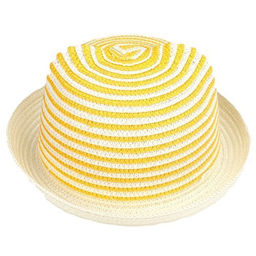 赤ちゃん の お出かけ用 麦わら 帽子 キャップ 男の子 女の子 (イエロー, 46cm-50cm(6ヶ月〜3歳目安）),キッズ,子供,麦わら帽子