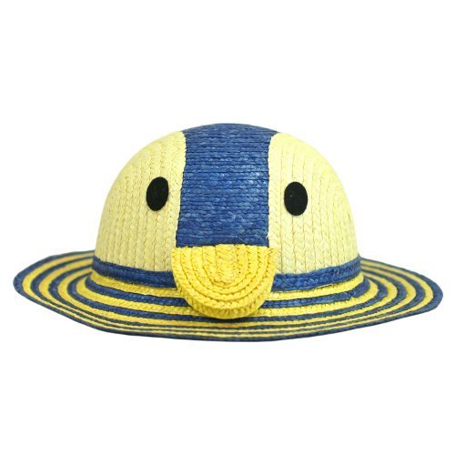 (田中帽子) 日本製 子供用 動物 麦わら帽子 (帽子 キッズ ハット アニマル 幼児 幼稚園 入園 おでかけ 紫外線 uv 熱中症対策 日焼け防止 日よけ 春日部 ギフト 誕生日 プレゼント )(54cm, ペンギン(ブルー)),キッズ,子供,麦わら帽子