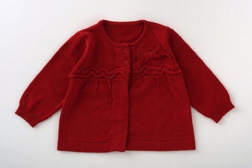 リボン付きニットカーディガン　赤　chuckle（チャックル）,ベビー,カーディガン,おすすめ