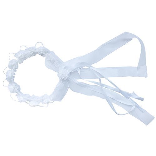 (フィーショー)FEESHOW　女の子　花輪　ベール付きパールデコレーション　花かんむり　花冠カラフル　ヘッドドレス 髪飾　りカチューシャ　 ヘアアクセサリー ウェディング ダンス衣装 ライブ フェスなど　フラワーガール　ティアラ　髪飾り　ドレス 披露宴 結婚式　ウェディング パーディー 撮影用　記念写真　９デザイン (花冠ーホワイト1),ベビー,ヘッドアクセ,