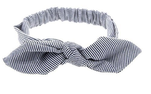 【macaroni（マカロニ）】ベビー・キッズ用　ゴムで柔らか痛くないリボンヘッドバンド (4　ブルーストライプ),ベビー,ヘッドアクセ,