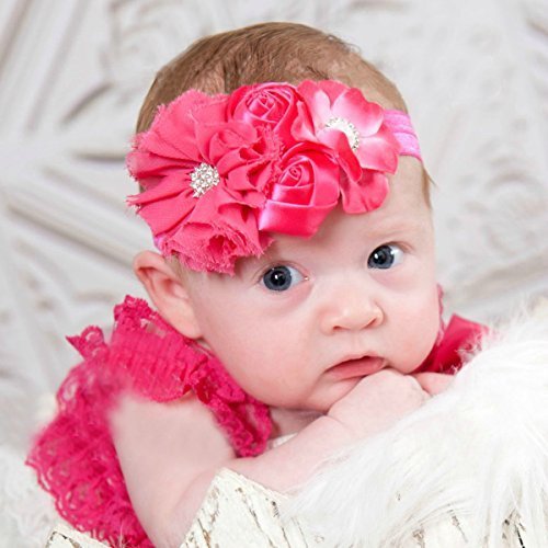 新生児 赤ちゃん 大型の花 デザイン 髪飾り ベビー＆キッズ ベビー ヘアバンドお花柄 (レッド),ベビー,ヘッドアクセ,