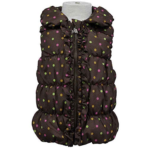 ガールズキッズジャンパー|コート[Cute Paradise(キュートパラダイス)]女の子|女児|子供用中綿入りドット柄ベストジャンパー120cm|ブラウン,キッズ,ベスト,