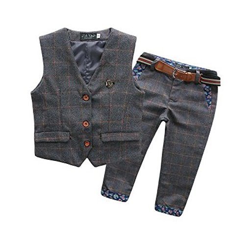 (モリハニ) moli&hani 子供服 フォーマル スーツ キッズ ボーイズ 縦縞 タキシード 発表会 七五三 カジュアル ベスト ズボン ベルト 3点 セット 90 100 110 120 130,キッズ,ベスト,
