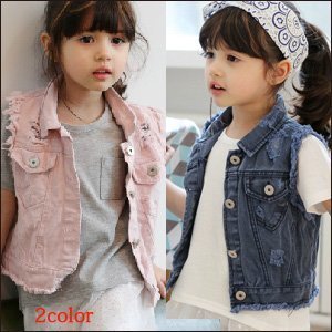 (ミルクパウダー) milk powder デニムベスト キッズ 女の子 100cm【7】 ネイビー,キッズ,ベスト,