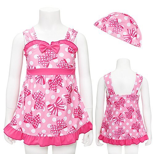 【Gelato toddler】 ドット×リボン柄 フリル ワンピース 水着　ピンク120cm,女の子,子供水着,