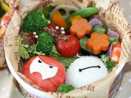 スナックボックスでベイマックス二種のお弁当,簡単,キャラ弁,ベイマックス