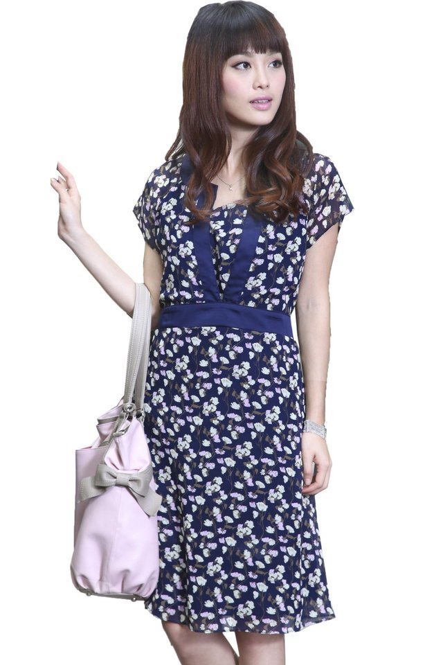 スウィートマミー (Sweet Mommy) ｜サテントリミング フラワープリント 授乳 ワンピース ,おしゃれ,おすすめ,授乳服