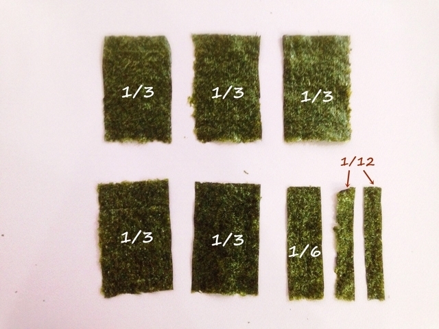 海苔の分割,飾り,巻き寿司,巻き方