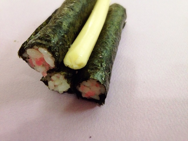 チーズと細巻き,飾り,巻き寿司,巻き方