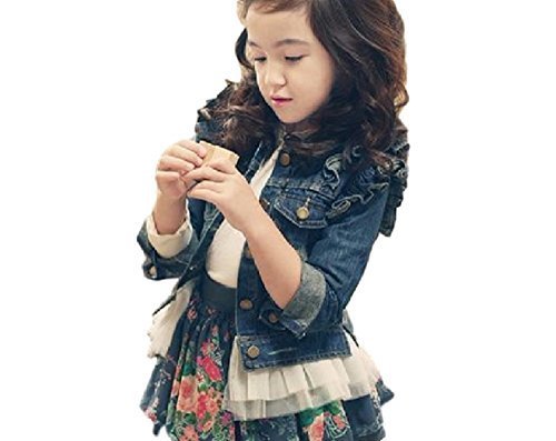 (ココアンドユカ) COCO&YUKA 子供 服 デニム ジャケット 長袖 / 花 柄 ミニ スカート チュチュ ふんわり 裾 レース フリル 春 130 140 cm キッズ (130, デニムジャケット),キッズ,デニム,ジャケット