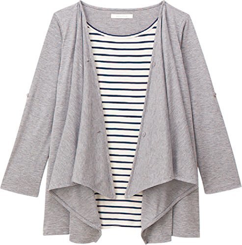 アビックス アルゴヴィア UVカット加工ドレープカーデドッキングトップス産後授乳服 M 杢グレー(オフ×ネイビー) 天竺&スムース 356162,授乳口付きトップス,選び方,おすすめ