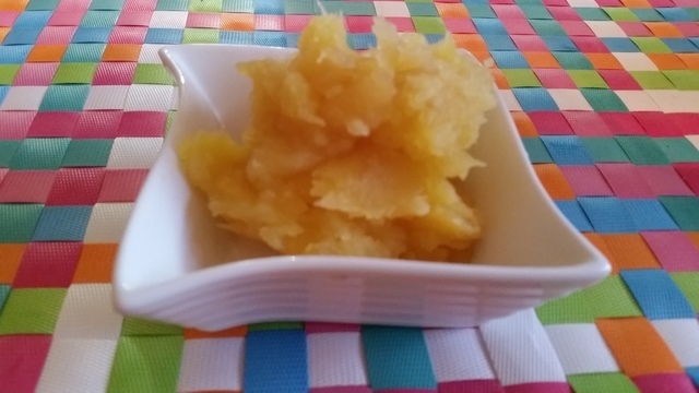 さつまいもとリンゴの芋きんとん完成,さつまいも,おやつ,簡単レシピ