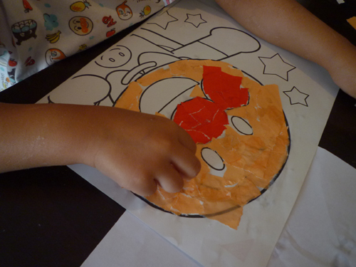 ちぎり絵の写真,巧緻性,トレーニング,指先