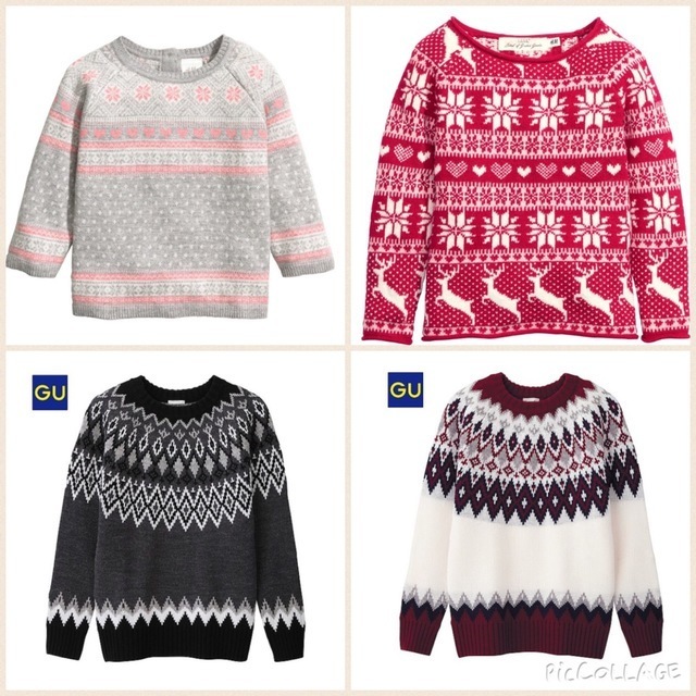 上段:H&M 下段:GU,H&M,GU,コーデ