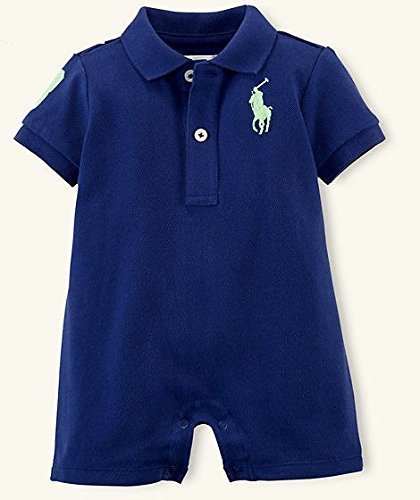 Ralph Lauren(ラルフ ローレン) ビッグ ポニー ショート ワンピース カバーオール(紺色)【月齢：9ヶ月】（並行輸入品） [並行輸入品],出産祝い,男の子,
