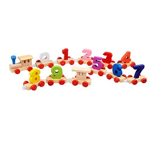 Demiawaking　木製　電車·列車·トレイン 知育玩具 （ローマ字，数字）26pcsセット 子供にギフト (数字),出産祝い,おもちゃ,