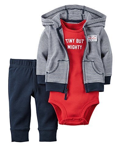 カーターズ Carter's ボディースーツ ＆ フード付きパーカー 長袖 ＆ パンツ 3点セット 3-Piece Babysoft Cardigan Set 6M (61-67cm) [並行輸入品],服,