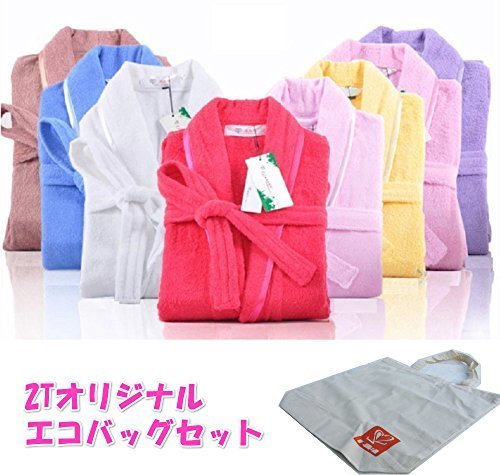 【2Ｔ】子供用 キッズ　ガウン お風呂 可愛い バスローブ 子ども用 S M L　贈り物　 プレゼント にも　2Ｔオリジナルエコバック付 (ライトブルー, L),バスローブ,子供,